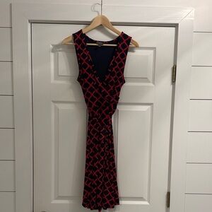 Mix by Stitch Fix Navy and Red Geometric Midi Dress size Medium